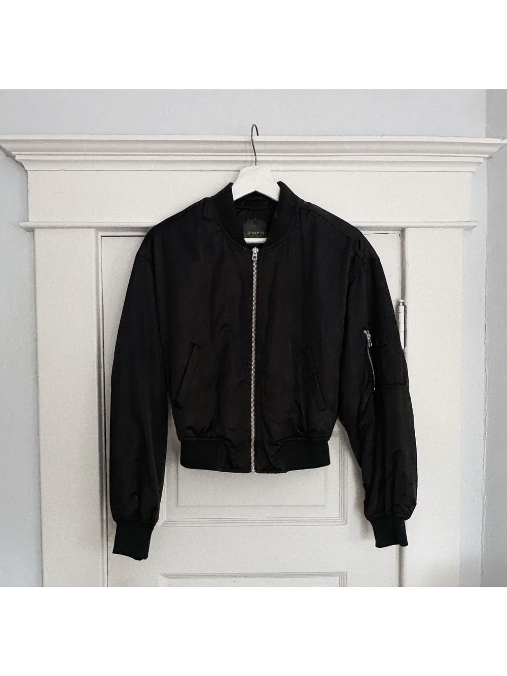 Dynamite Black Satin Bomber Jacket